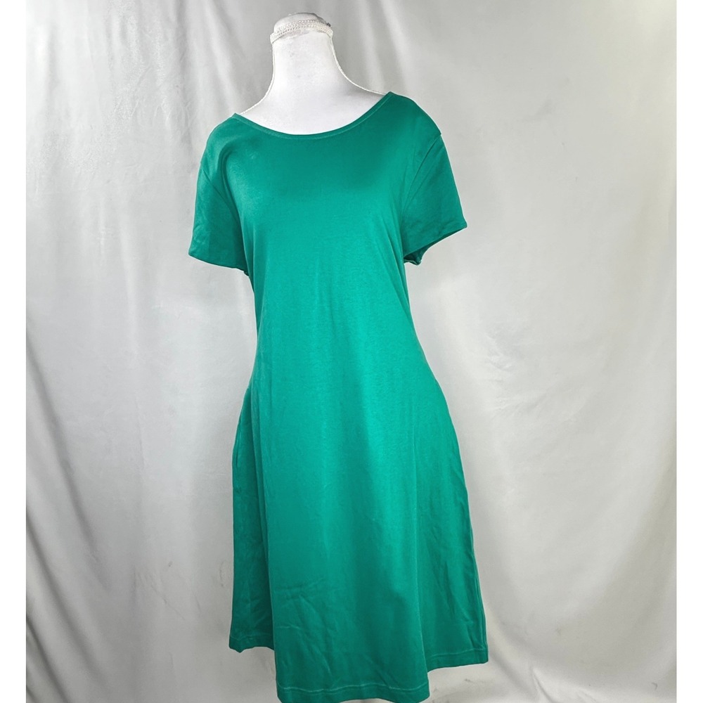 New York & Company Women's Large Green Open Twist Back Cotton Midi Dress NWT